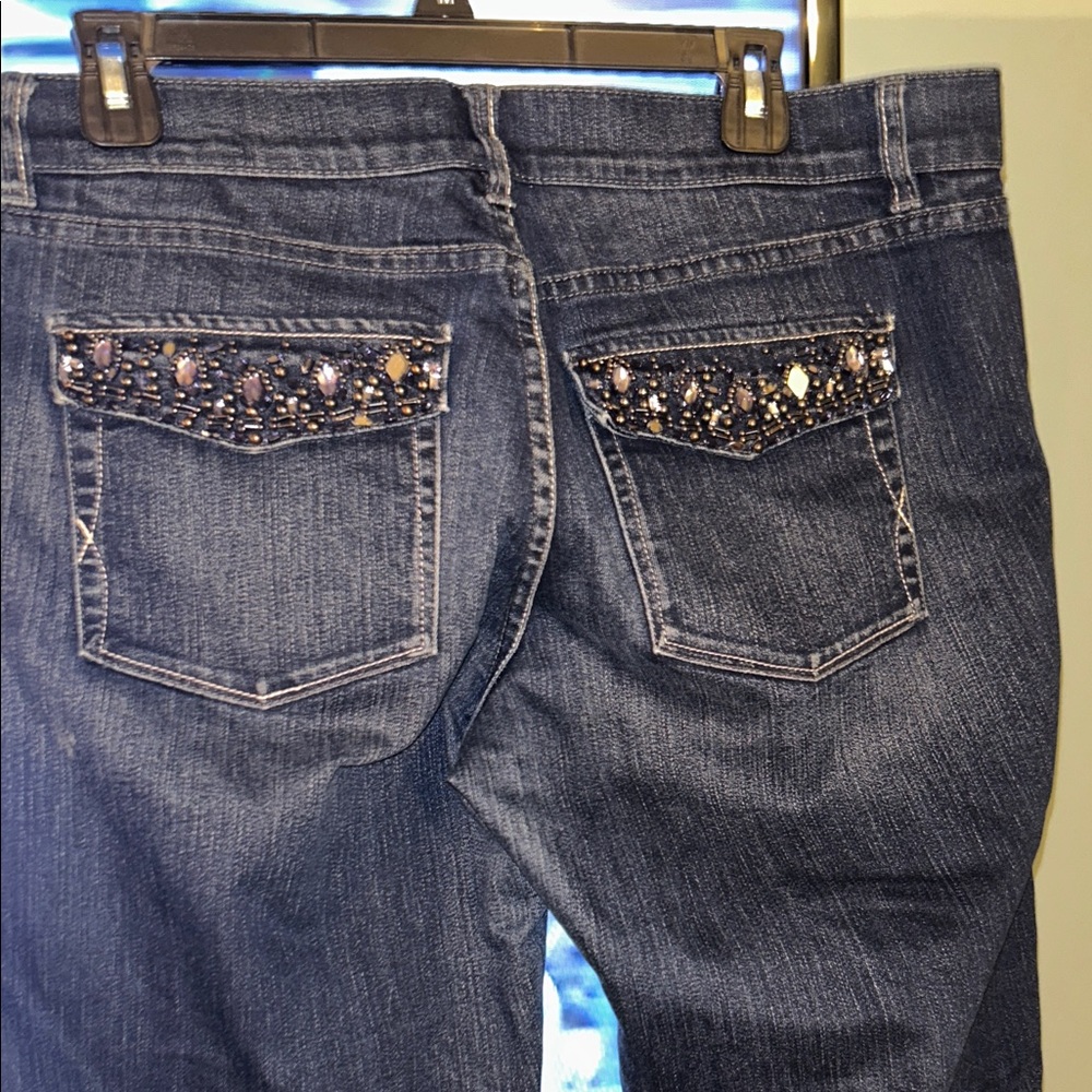 White House Black Market- Size 14 Dark Blue w/Rhinestones on back pockets.